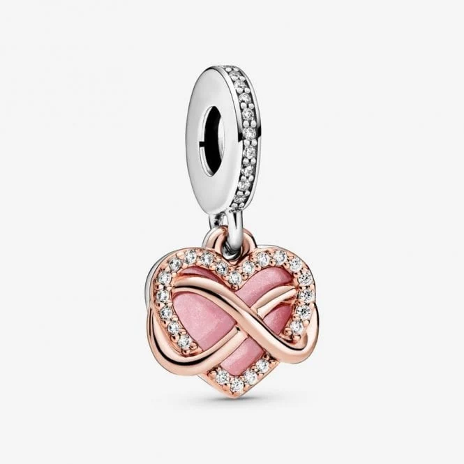 Rose Sparkling Infinity Heart Dangle Charms