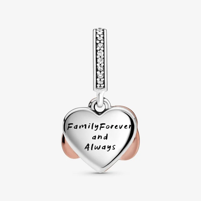 Rose Sparkling Infinity Heart Dangle Charms
