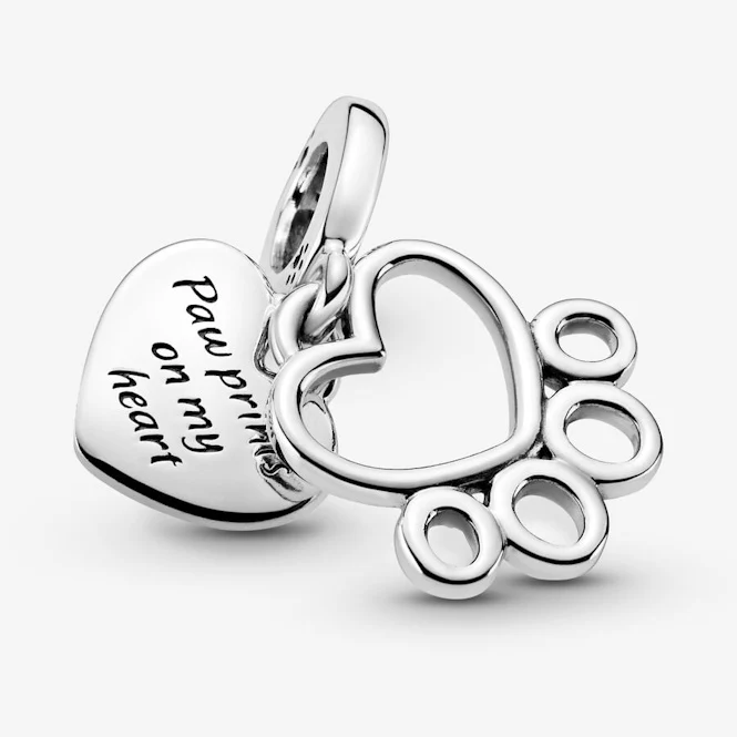 Hearts & Paw Print Dangle Charms