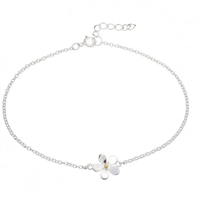 Silver & Gold 11mm Daisy Single Flower Bracelet