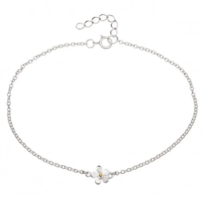 Silver & Gold 7.5mm Daisy Single Flower Bracelet
