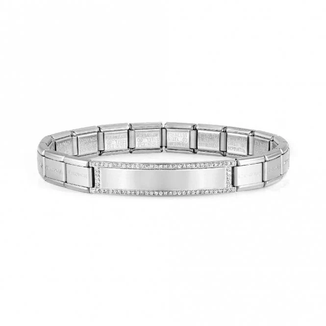 Trendsetter New York Silver Steel & CZ Engravable Bracelet