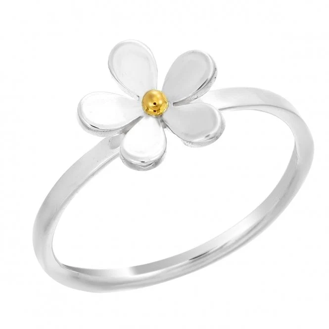 Silver & Gold 11mm Daisy Ring, Size P