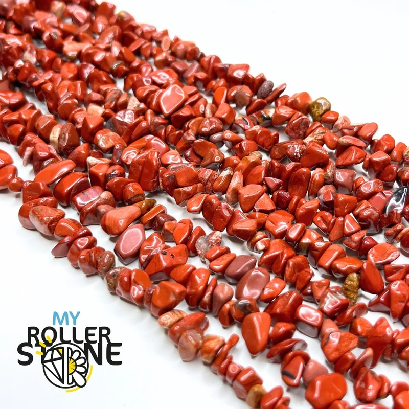 Rote Jaspis-Splitter, Perle, 78 cm