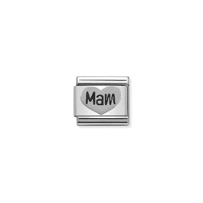 Classic Silver Oxidised Mam Heart Friends & Family Charms