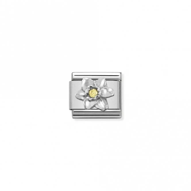 Classic Silver CZ Daffodil Flowers & Nature Charms