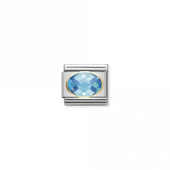 Classic Gold CZ Facetted Light Blue Sparkly Charms