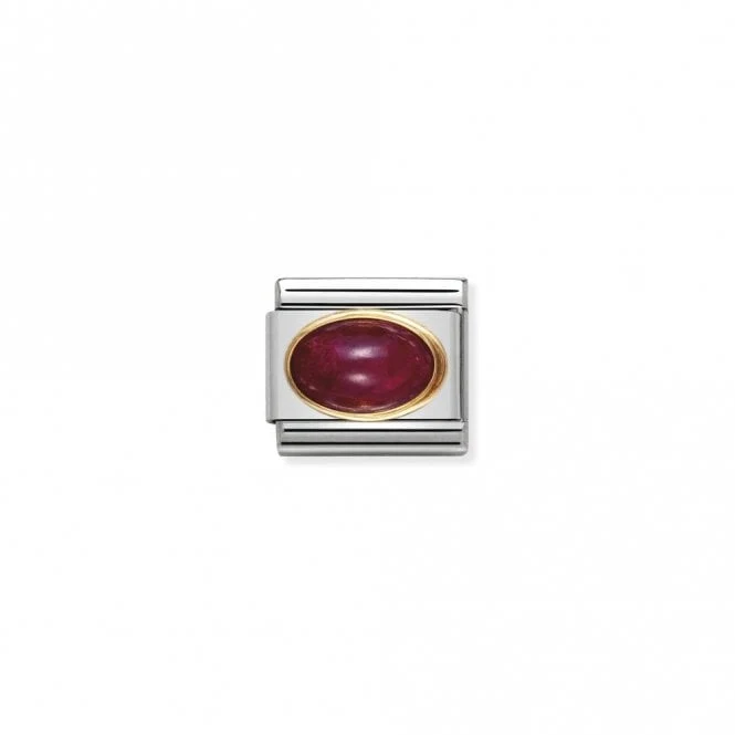 Classic Gold Oval Ruby Stone Sparkly Charms