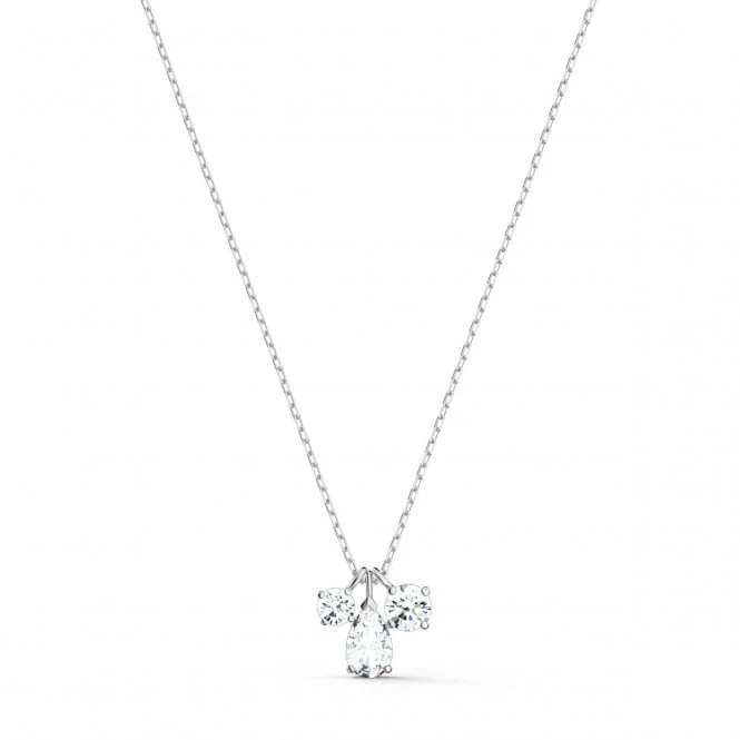 Mesmera Cluster White Crystal Pendant Necklace in Rhodium Silver