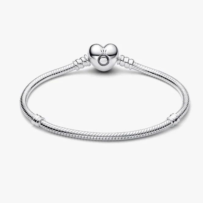 Moments Heart Clasp Snake Chain Bracelet, 16cm