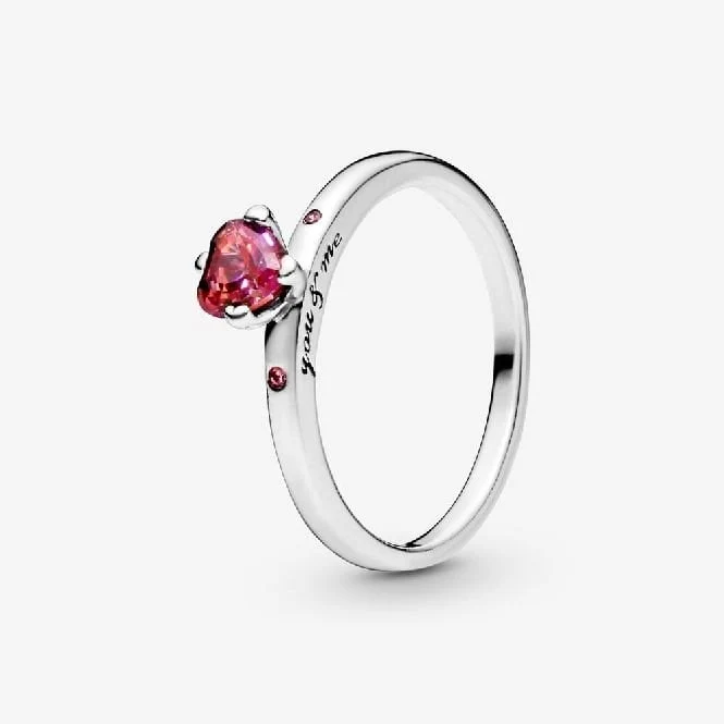 Sparkling Red Heart Ring, Size 52