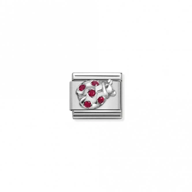 Classic Silver CZ Red Ladybug Animal Charms