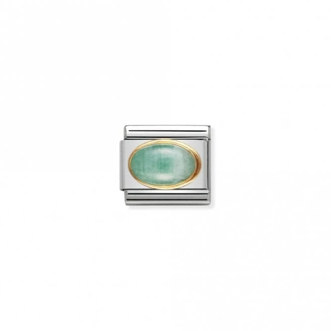 Classic Gold Oval Emerald Stone Sparkly Charms