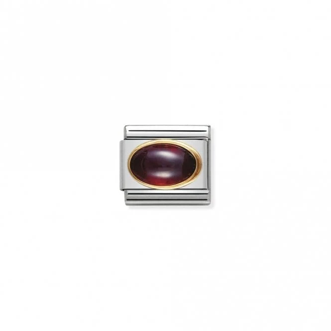 Classic Gold Oval Garnet Stone Sparkly Charms