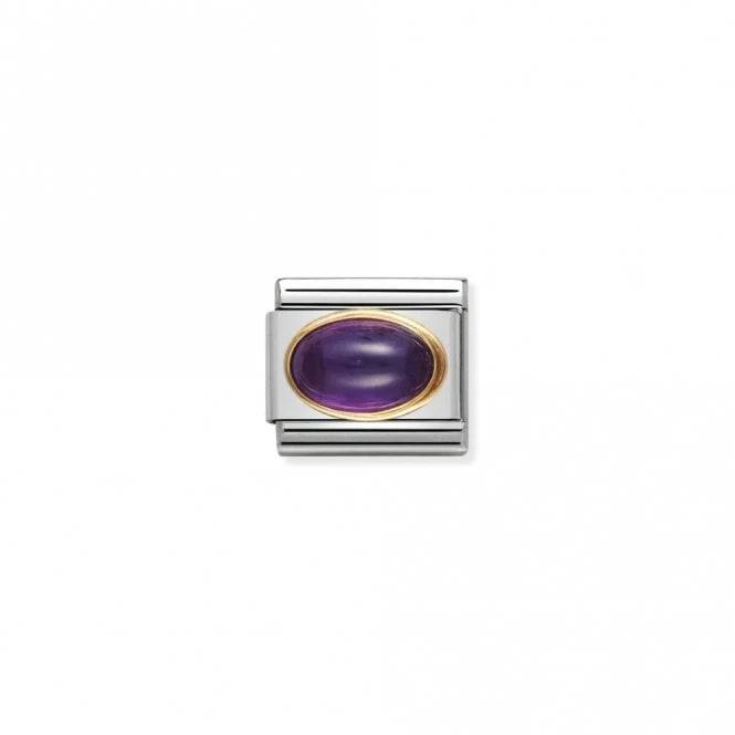 Classic Gold Oval Amethyst Stone Sparkly Charms