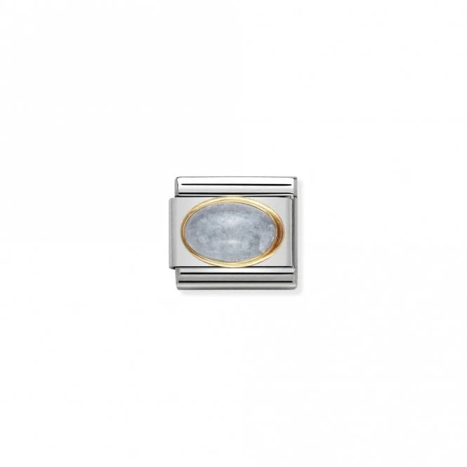 Classic Gold Oval Aquamarine Stone Sparkly Charms