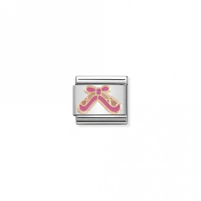 Classic Rose Gold Ballet Shoes with Pink Sports & Hobbies Charms
