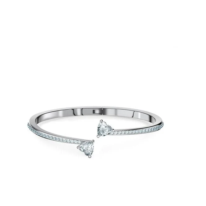 Mesmera Soul Heart Bangle in Rhodium Silver