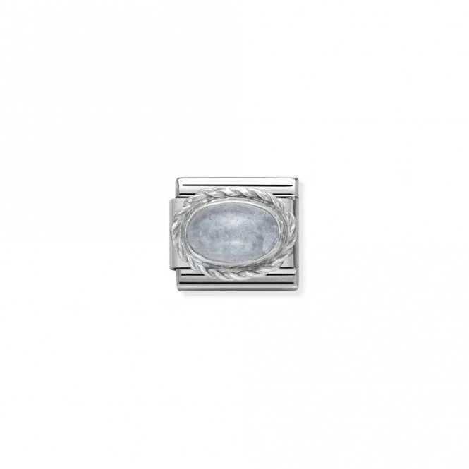 Classic Silver Aquamarine Oval Sparkly Charms