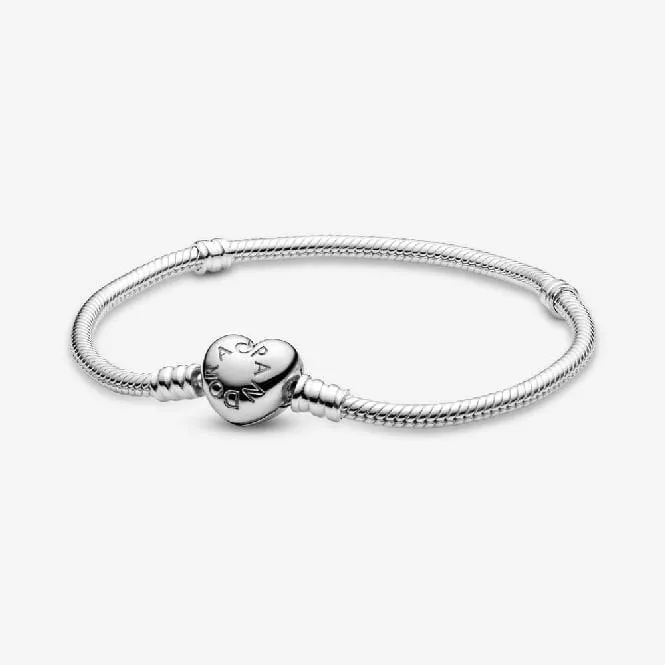 Moments Heart Clasp Snake Chain Bracelet, 18cm