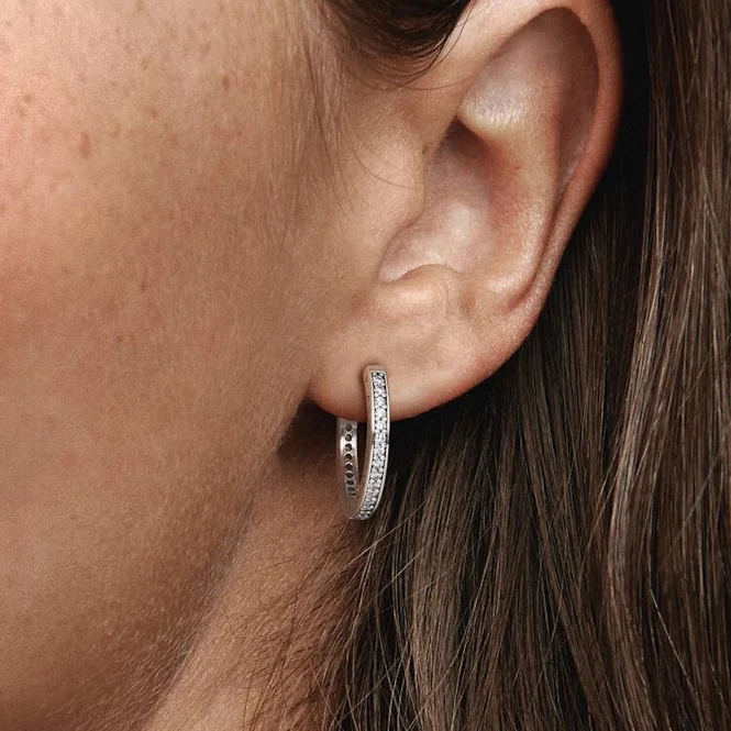 Sparkle & Logo Hoop Earrings