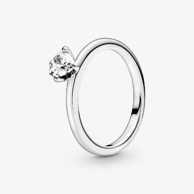 Clear Heart Solitaire Ring, Size 52