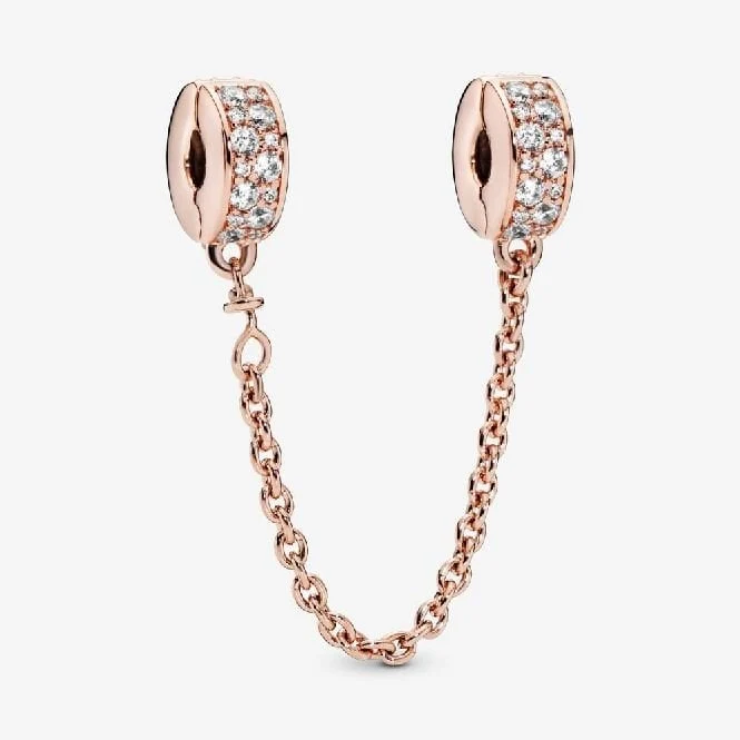 Rose Clear Pave Safety Chain Clip Charms, 5cm