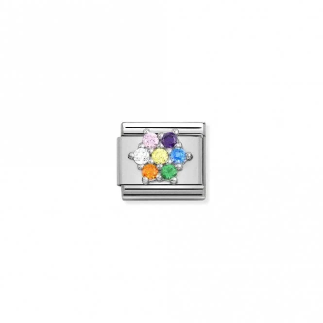 Classic Silver CZ Rainbow Flower Flowers & Nature Charms