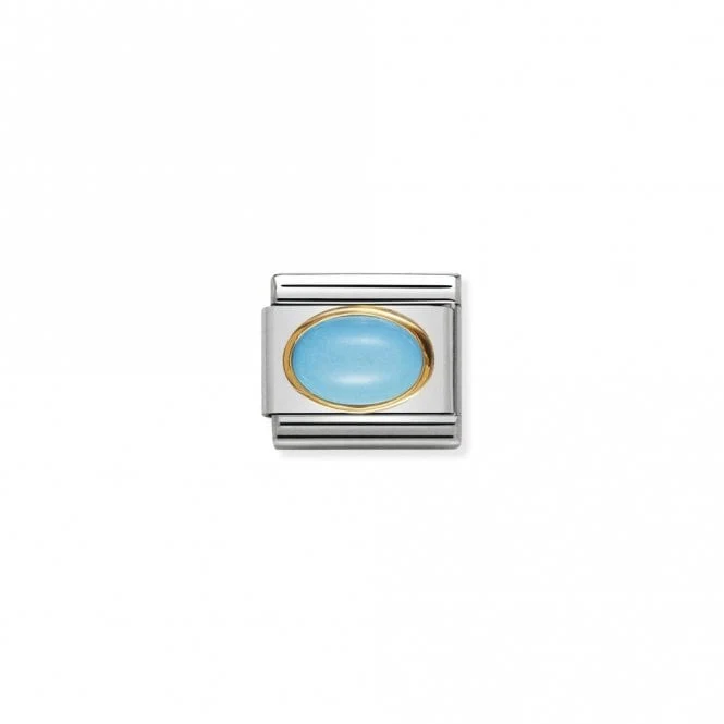 Classic Gold Oval Turquoise Stone Sparkly Charms