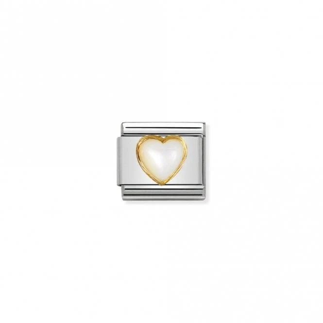 Classic Gold White Mother Of Pearl Heart Love & Hearts Charms
