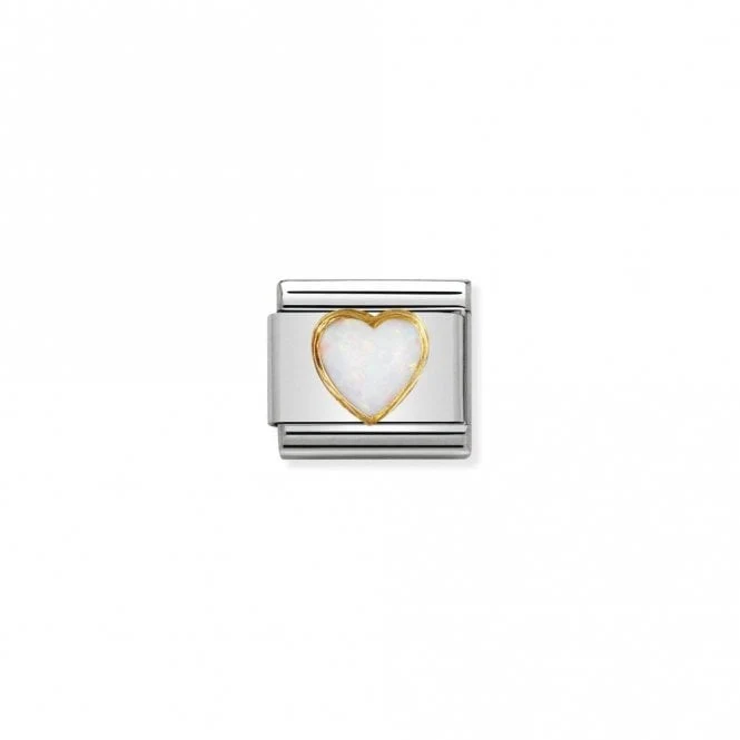 Classic Gold White Opal Heart Love & Hearts Charms
