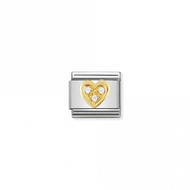 Classic Gold CZ White Heart Love & Hearts Charms