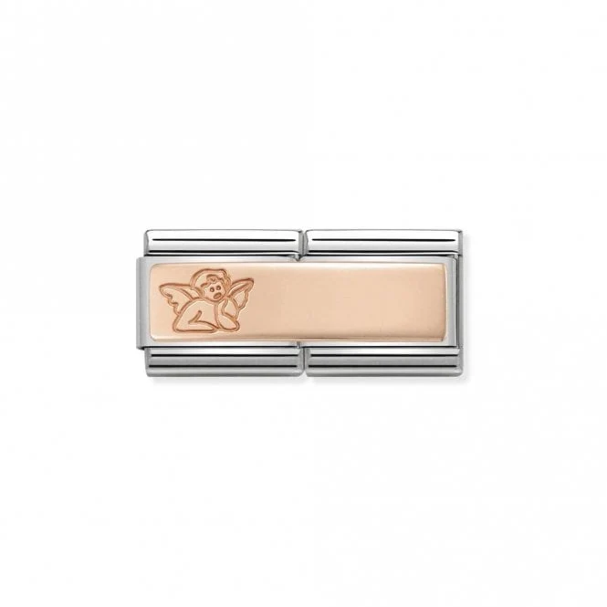 Classic Rose Gold Engravable Double Plate Angel Charms