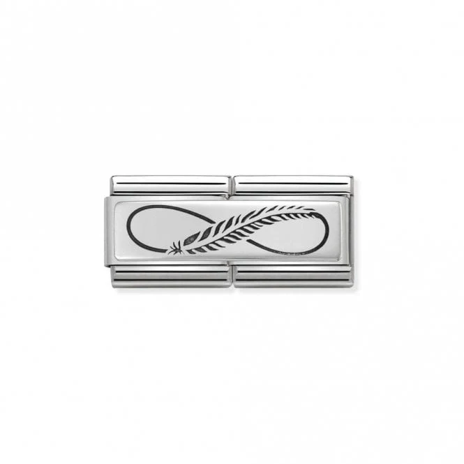 Silver Double Infinity Feather Love & Hearts Charms