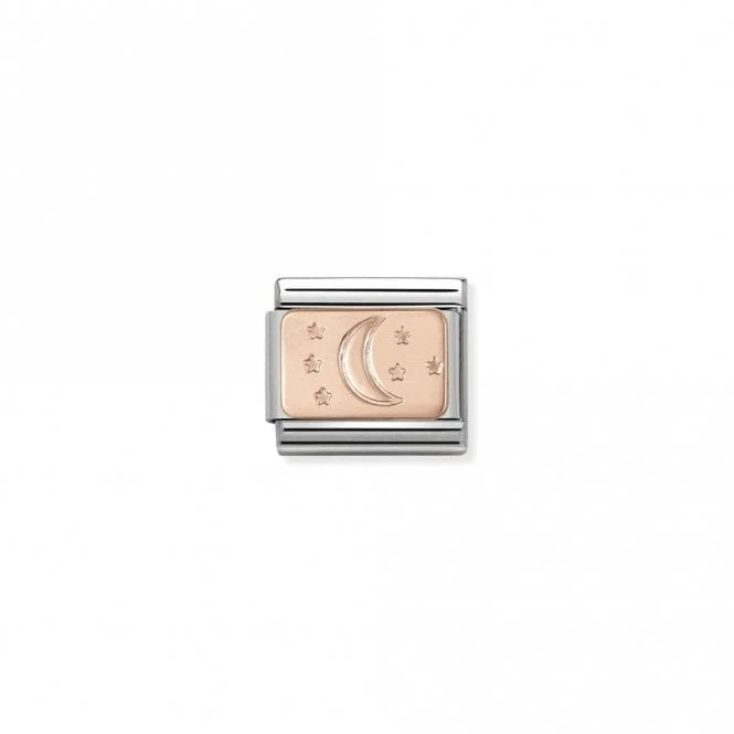 Classic Rose Gold Engraved Moon and Stars Charms