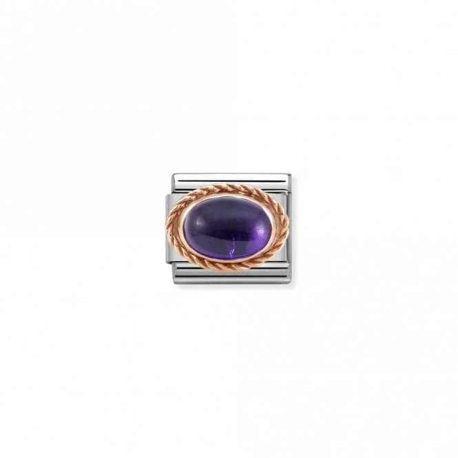 Classic Rose Gold Rich Amethyst Stone Sparkly Charms