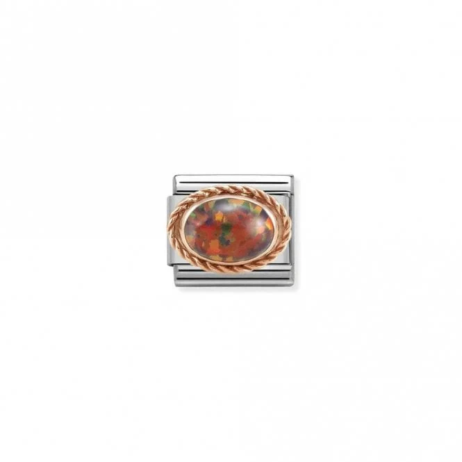 Classic Rose Gold Rich Red Opal Stone Sparkly Charms