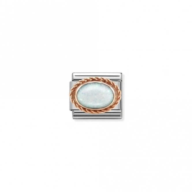 Classic Rose Gold Rich White Opal Stone Sparkly Charms