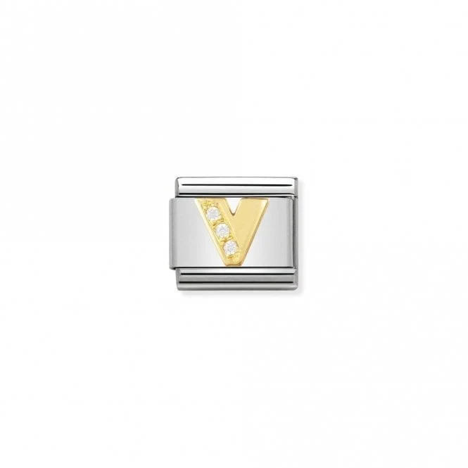 Classic Gold CZ V Letter Charms