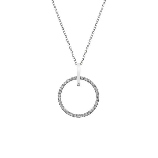 Silver Constant Circle Pendant Necklace with White Topaz