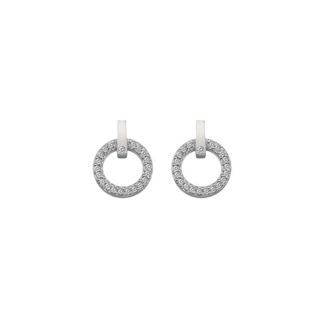 Silver Constant Circle Earrings with White Topaz