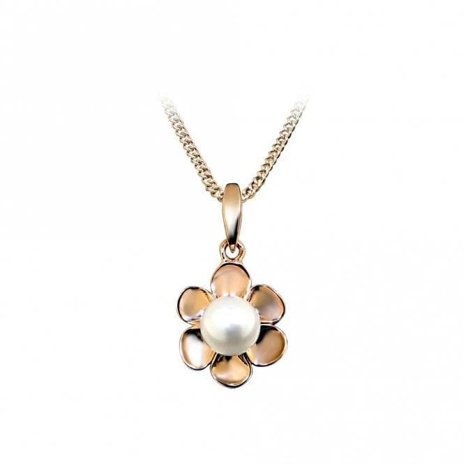 Rose Gold & Pearl Flower Necklace