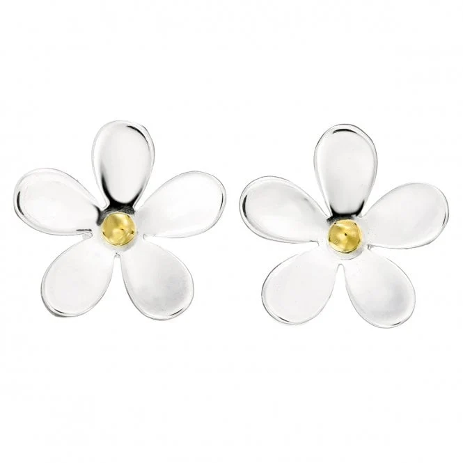 Silver & Gold 15mm Daisy Stud Earrings