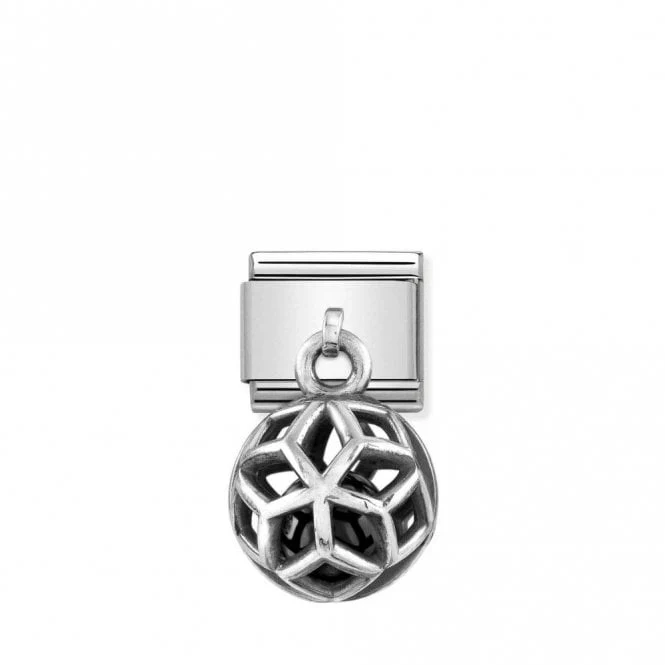 Classic Silver Black Agate Rhombuses Fashion & Fun Charms