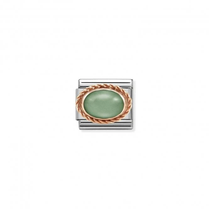 Classic Rose Gold Rich Green Aventurine Stone Sparkly Charms