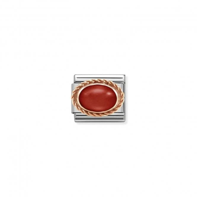 Classic Rose Gold Rich Red Coral Stone Sparkly Charms