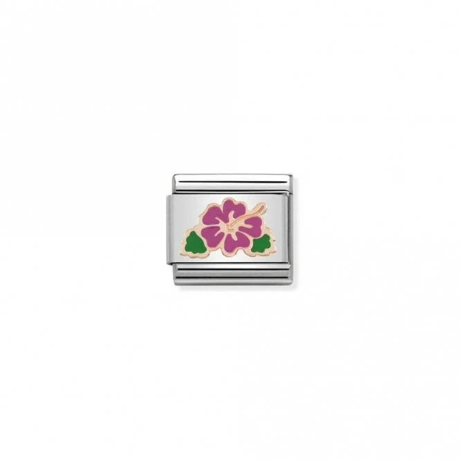 Classic Rose Gold Fuchsia Pink Ibiscus Flowers & Nature Charms