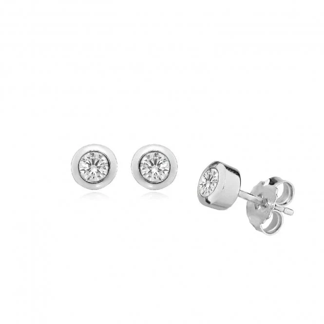 Silver and Clear CZ April Birthstone Stud Earrings