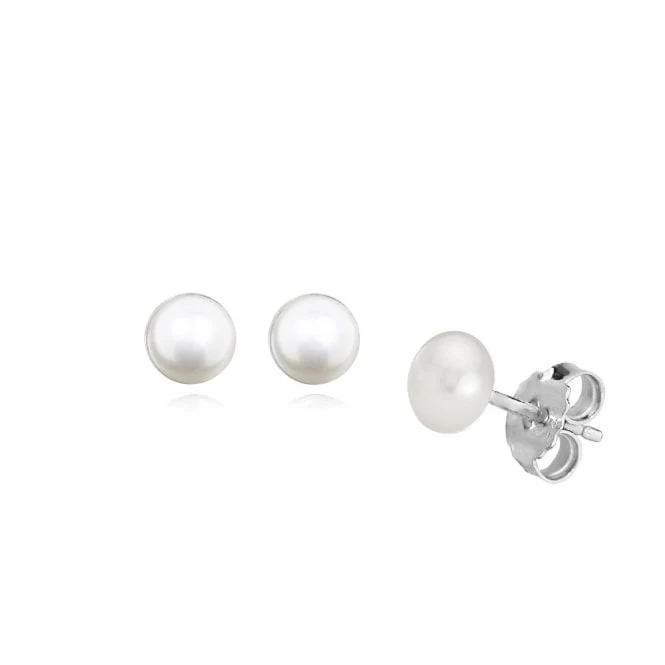 Silver and Pearl June Birthstone Stud Earrings