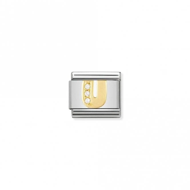 Classic Gold CZ U Letter Charms